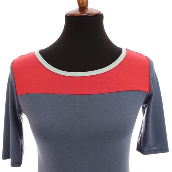 Lularoe Julia Dress Fitted Unicorn Stretch Color Block Print Blue Red Sz XS - Picture 6 of 12